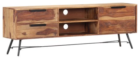 Vidaxl Tv Stand Tv Unit Sideboard Tv Console Media Cabinet Solid ... in Elevate Your Entertainment Space with a Solid Sheesham Wood TV Stand