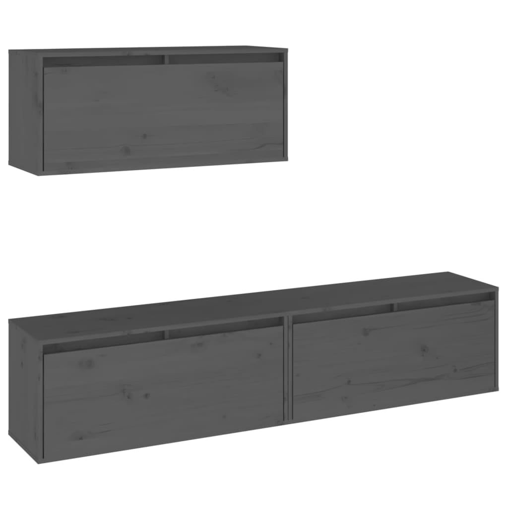Vidaxl Tv Stands Tv Console Sideboard Tv Unit Cupboard 3 Pcs Solid Wood ... inside Vidaxl Tv Stand Tv Console Sideboard Media Unit Cupboard Solid Wood Reclaimed