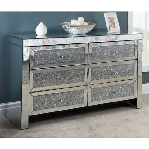 Vienna Mirrored 6 Drawer Chest regarding Exploring the Versatility of the Bailee 60" Black Mirrored Chest