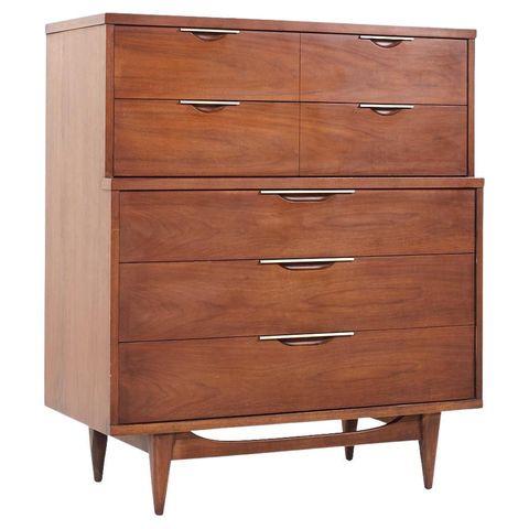 Vintage Mid Century Modern Five Drawer Solid Walnut Dresser By Kent ... for Understanding the Craftsmanship Behind Hugo's Walnut Brown Chest