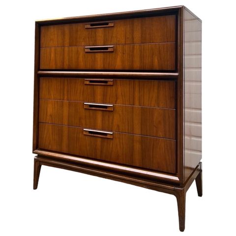 Vintage Mid Century Modern Solid Walnut 6 Drawer Dresser By Lane ... intended for How to Style Your Living Space with Classic Wooden Pieces