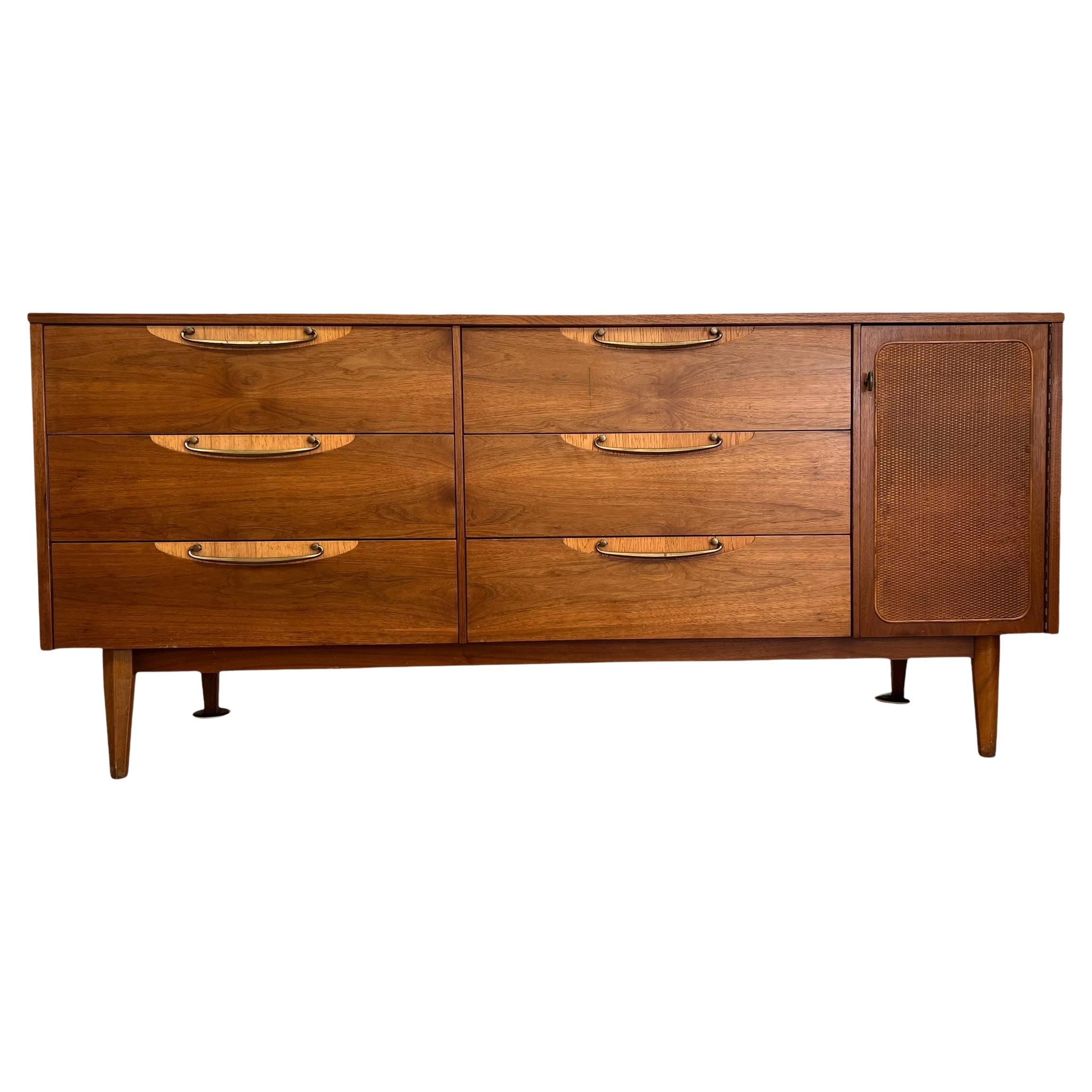 Vintage Mid Century Modern Solid Walnut Dresser With Six Drawers By ... within Webster Mid Century Modern Walnut Dresser With 6 Drawers