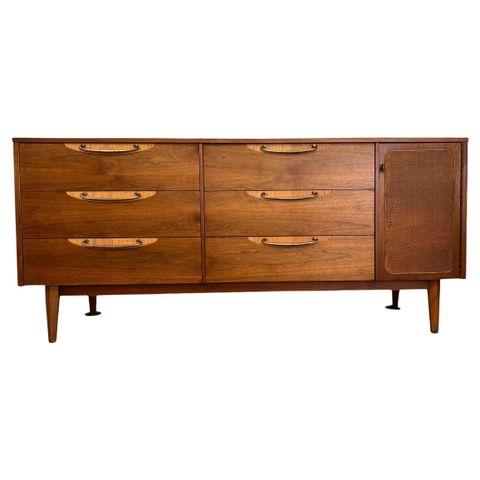 Vintage Mid Century Modern Solid Walnut Dresser With Six Drawers By ... within Webster Mid Century Modern Walnut Dresser With 6 Drawers