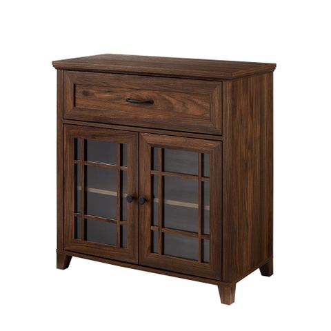 Walker Edison Emelia Classic Detailed Glass Door Accent Cabinet, 32 ... pertaining to Company Imperial Coffee Accent Cabinet, Dark Brown