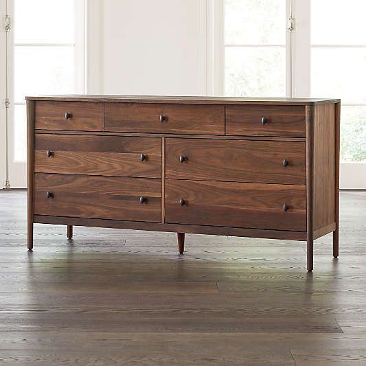 Walnut Dressers | Crate &amp; Barrel for Choosing the right six drawer dresser with walnut wood veneer for your home