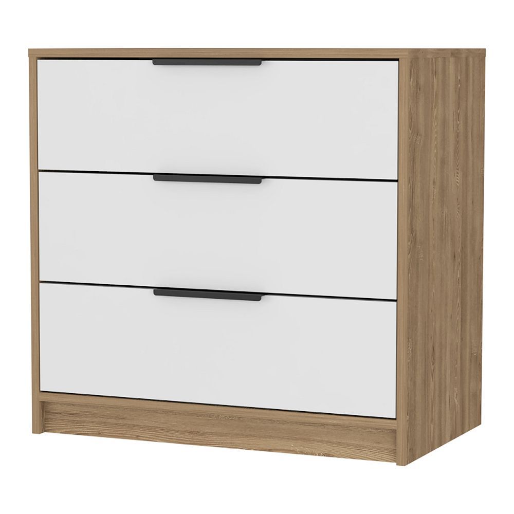 Washington Five Drawer Dresser inside Washington 5 Drawer Dresser With Metal Handles, White/ Light Oak
