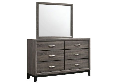Watson 6-Drawer Dresser With Mirror Grey Oak regarding Cortland Dresser And Mirror, Light Steel Gray