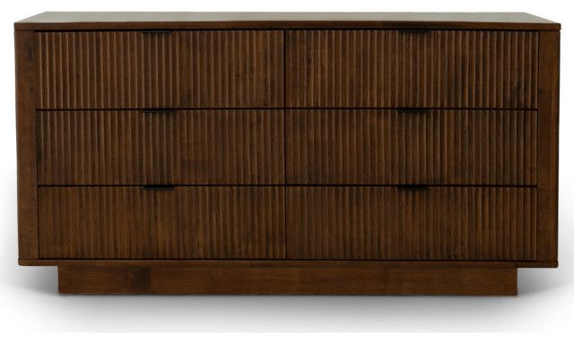 Webster Mid Century Modern Walnut Dresser With 6 Drawers - Transitional ... in How to Style Your Living Space with Classic Wooden Pieces