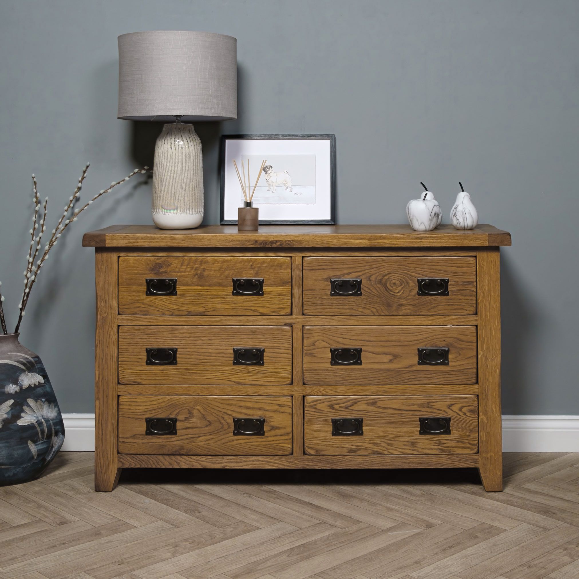Westow Oak 6 Drawer Chest Of Drawers | Bedroom Furniture | Evelyn Lilly ... in A Deep Dive into the Design Touches of the Silverlake Washed Oak 6-Drawer Chest