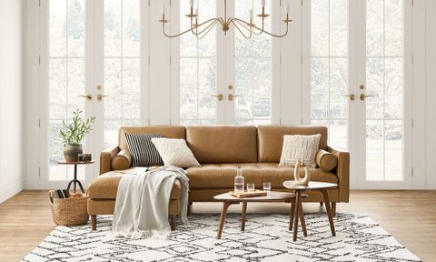 What Colors Go With A Brown Leather Sofa, According To Designers pertaining to Unlocking Style How to Pair Rugs and Throws with Leather