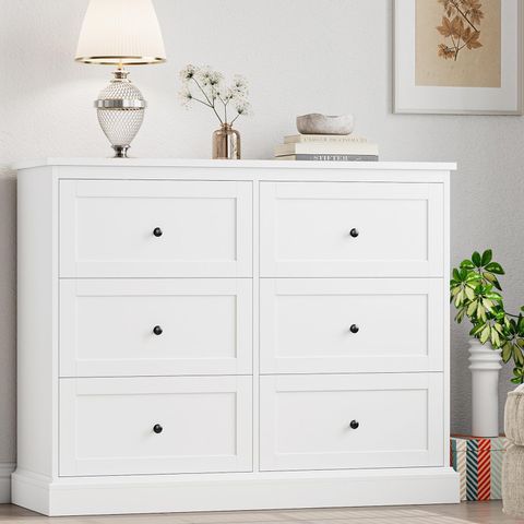 White Dresser, 6 Drawer Dresser White, Modern Double Chest With Deep ... throughout Maximizing Storage with a 6 Drawer White Dresser Configuration