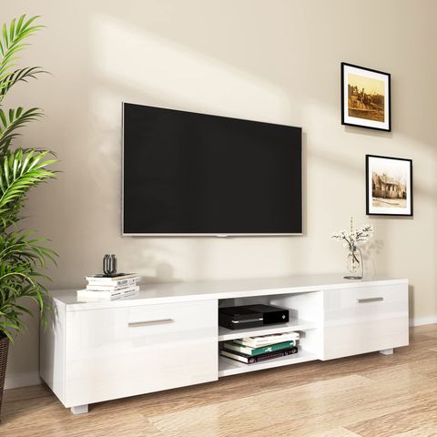 White Tv Stand For 70 Inch Tv Stands, Media Console Entertainment ... in Maximizing space efficiency with the Ellice 71 white media console configuration