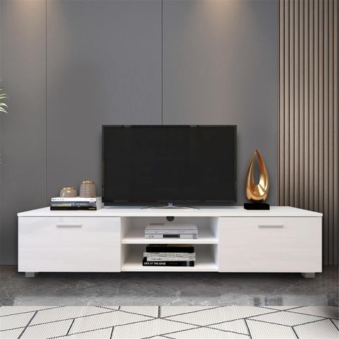 White Tv Stand For 70 Inch Tv Stands, Media Console Entertainment ... within Maximizing space efficiency with the Ellice 71 white media console configuration