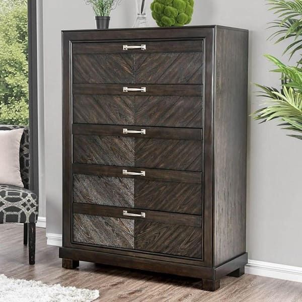 Design Ideas for Incorporating a Chest with 5 Drawers into Espresso Living Spaces