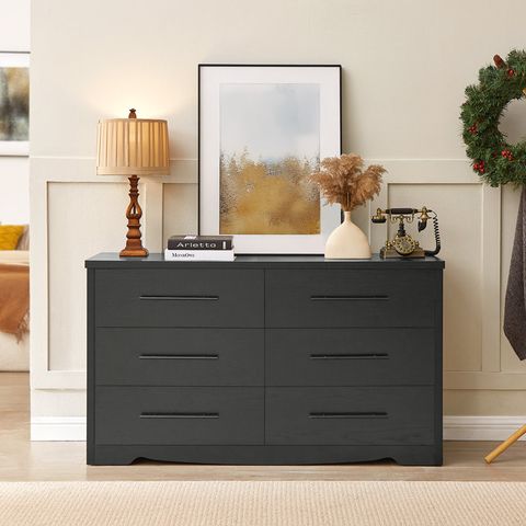 Winston Porter 55" 6 Drawers Double Dresser For Bedroom. | Wayfair within Luxor 6 Drawer Double Dresser, Black