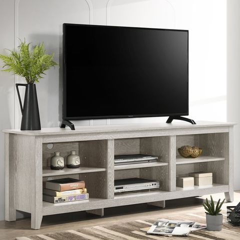 Winston Porter 6 Open Shelves Rectangle Tv Stand | Wayfair with regard to Beyond the Basics Creative Uses for Your Dusty Gray TV Stand