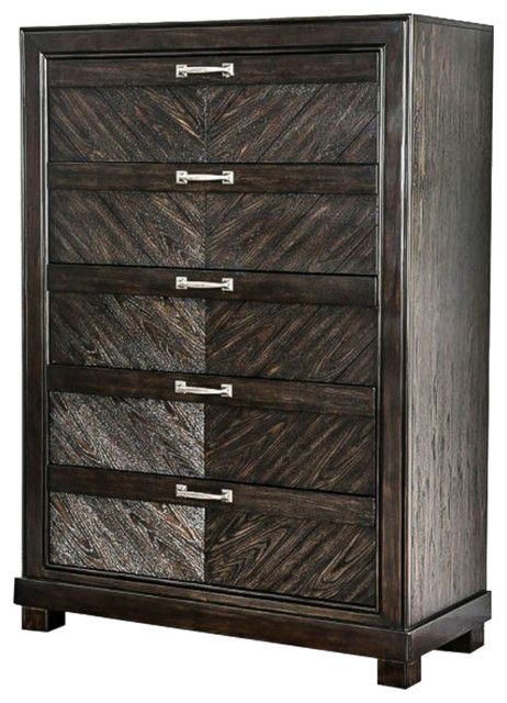 Wooden 5 Drawers Chest, Espresso - Transitional - Dressers - By Simple ... intended for Chest With 5 Drawers, Espresso