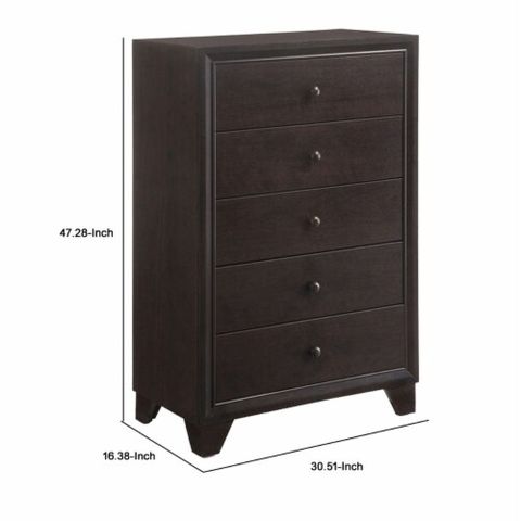 Wooden Chest With 5 Spacious Drawers , Espresso Brown - Saltoro Sherpi ... within Chest With 5 Drawers, Espresso