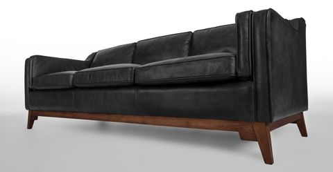 Worthington Oxford Black Sofa - Sofas - Article | Modern, Mid-Century ... with How to Incorporate a Statement Black Leather Couch into Your Contemporary Living Space