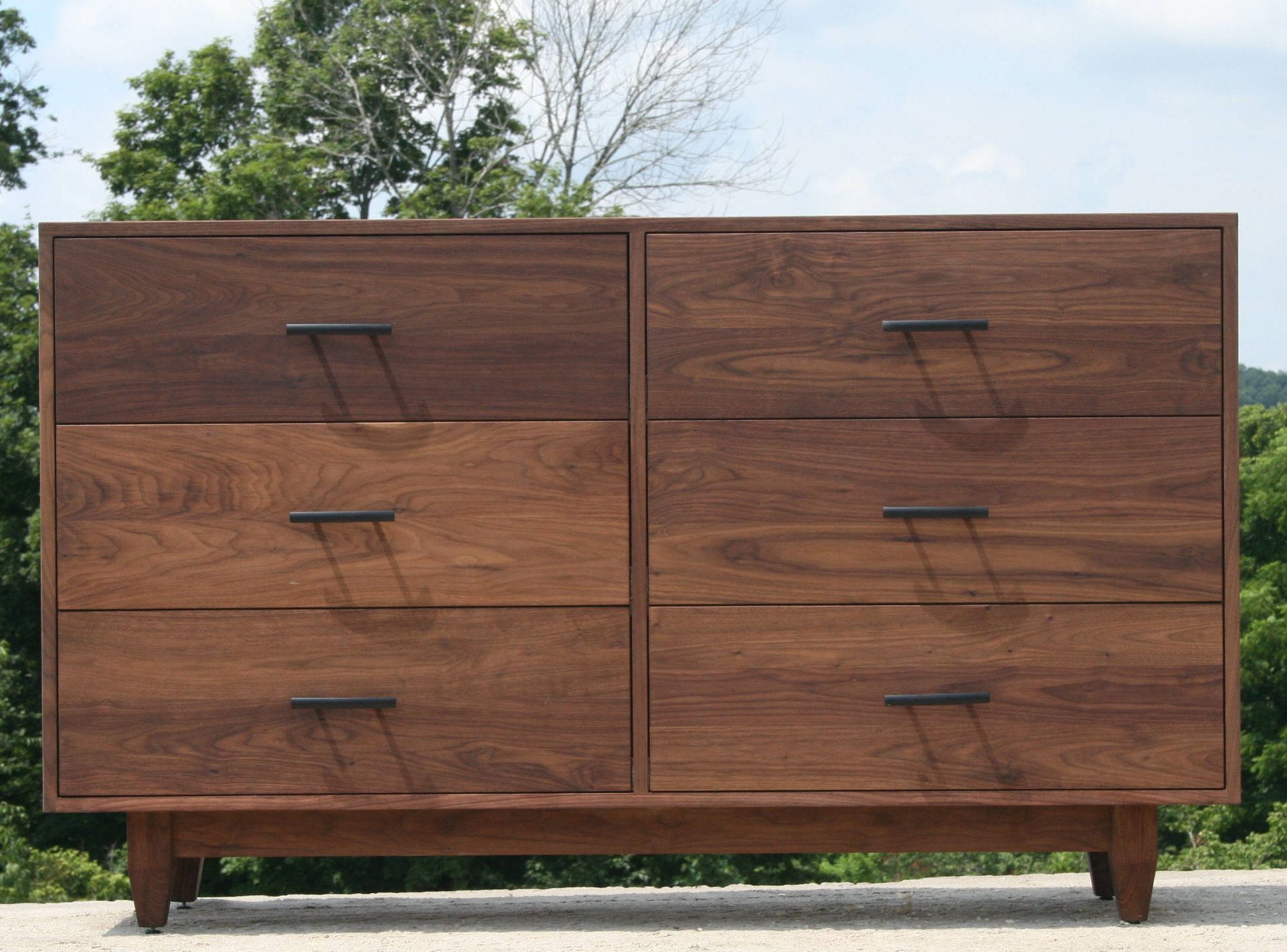 X6320F *Hardwood 6 Drawer Dresser, Inset Drawers, Flat Panels, 60&quot; Wide ... within Choosing the right six drawer dresser with walnut wood veneer for your home