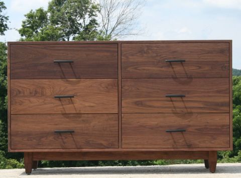 X6320F *Hardwood 6 Drawer Dresser, Inset Drawers, Flat Panels, 60" Wide ... within Choosing the right six drawer dresser with walnut wood veneer for your home