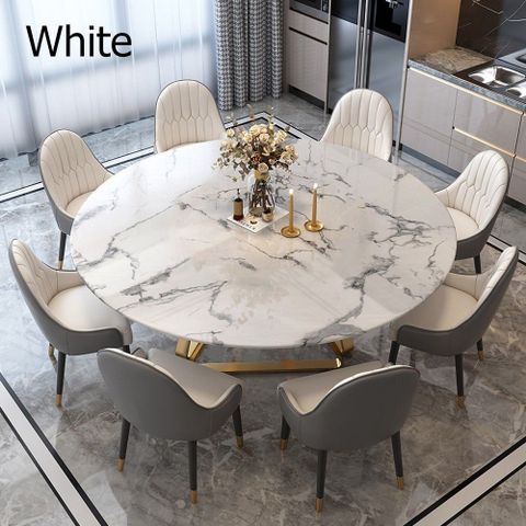 1350Mm White Modern Round Faux Marble Dining Table With Stainless Steel ... with Understanding the aesthetic appeal of black and white geometric marble tables