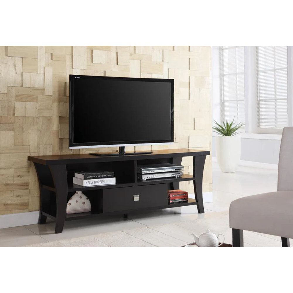 17 Stories Anita 1-Drawer Engineered Wood 60? Tv Stand Cappuccino | Wayfair pertaining to Maximizing Storage with Lewes Engineered Wood 60 TV Cabinets