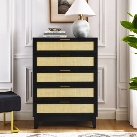 5 Drawer Dresser For Bedroom, Mid Century Modern Wood Chest Of Drawers ... inside Understanding the Versatility of Modern White and Black 5-Drawer Chest Solutions