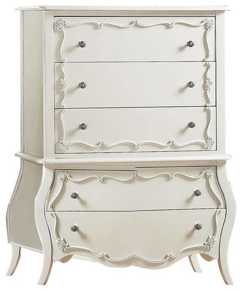 5 Drawers Chest With Nickel Rose Handle, Pearl White - Traditional ... pertaining to The art of choosing the perfect pearl white 5-drawer chest for your home