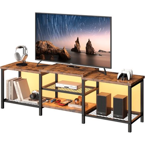 67"Tv Stand With Led Lights,Entertainment Center For Tv Up To 75 Inch ... in 67" Tv Stand For Tv Up To 75", With Led Lights Change To Melody Of Music, Black
