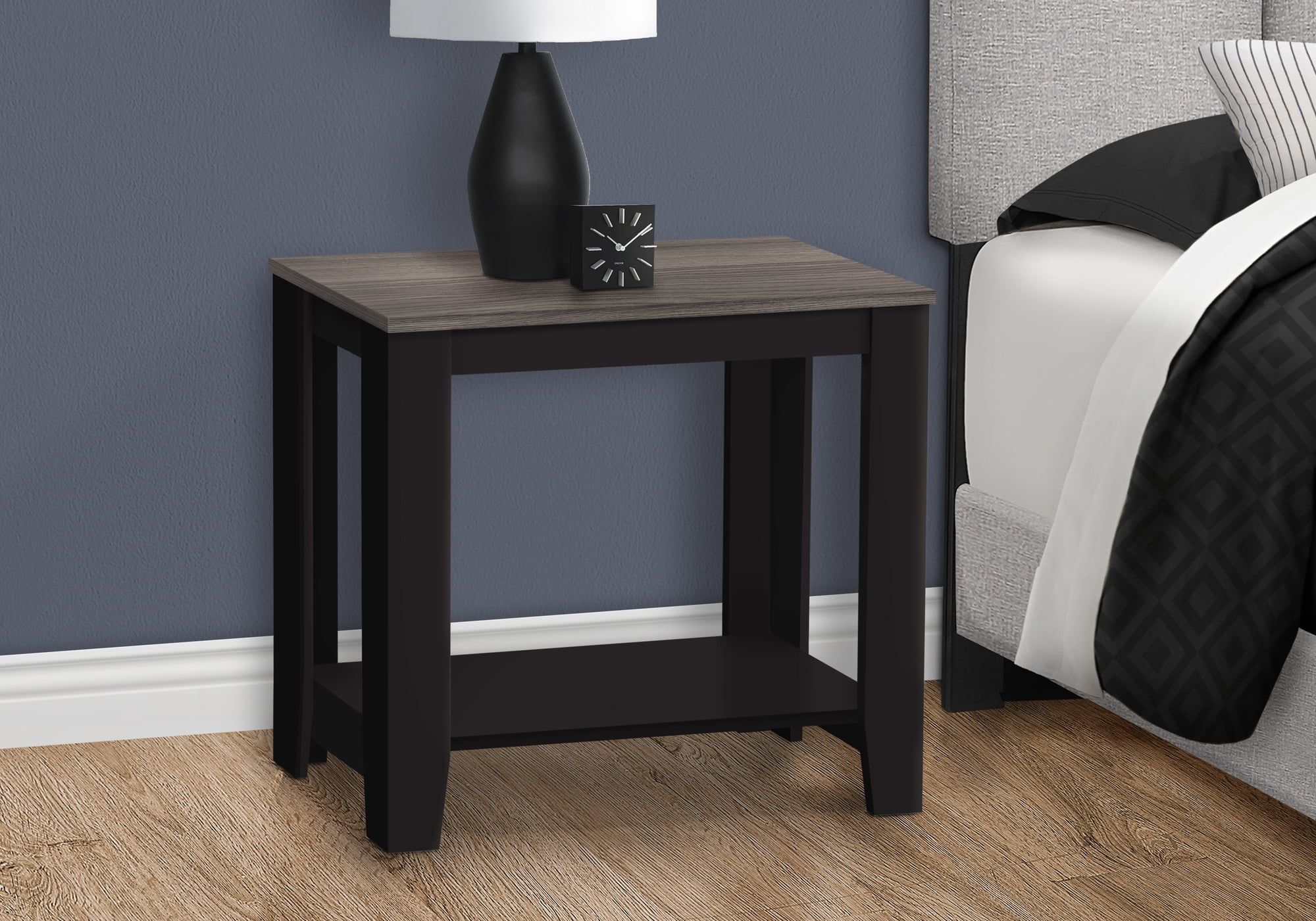 Accent Table Side End Nightstand Lamp Living Room Bedroom Laminate ... for Accent Table Side End Nightstand Lamp Storage Laminate Black Grey