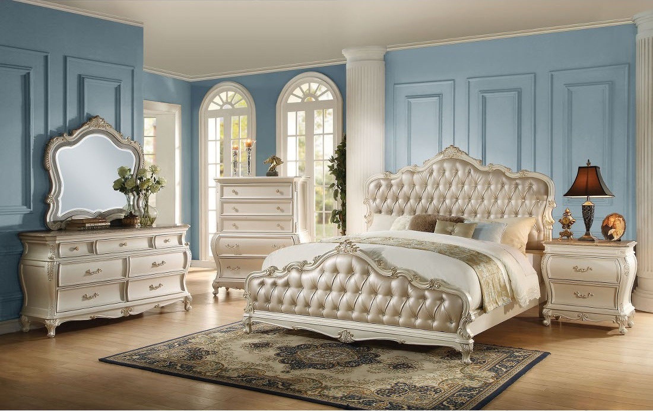 Acme Chantelle 5-Drawer Chest In Pearl White | 1Stopbedrooms with regard to Chantelle Chest, Pearl White