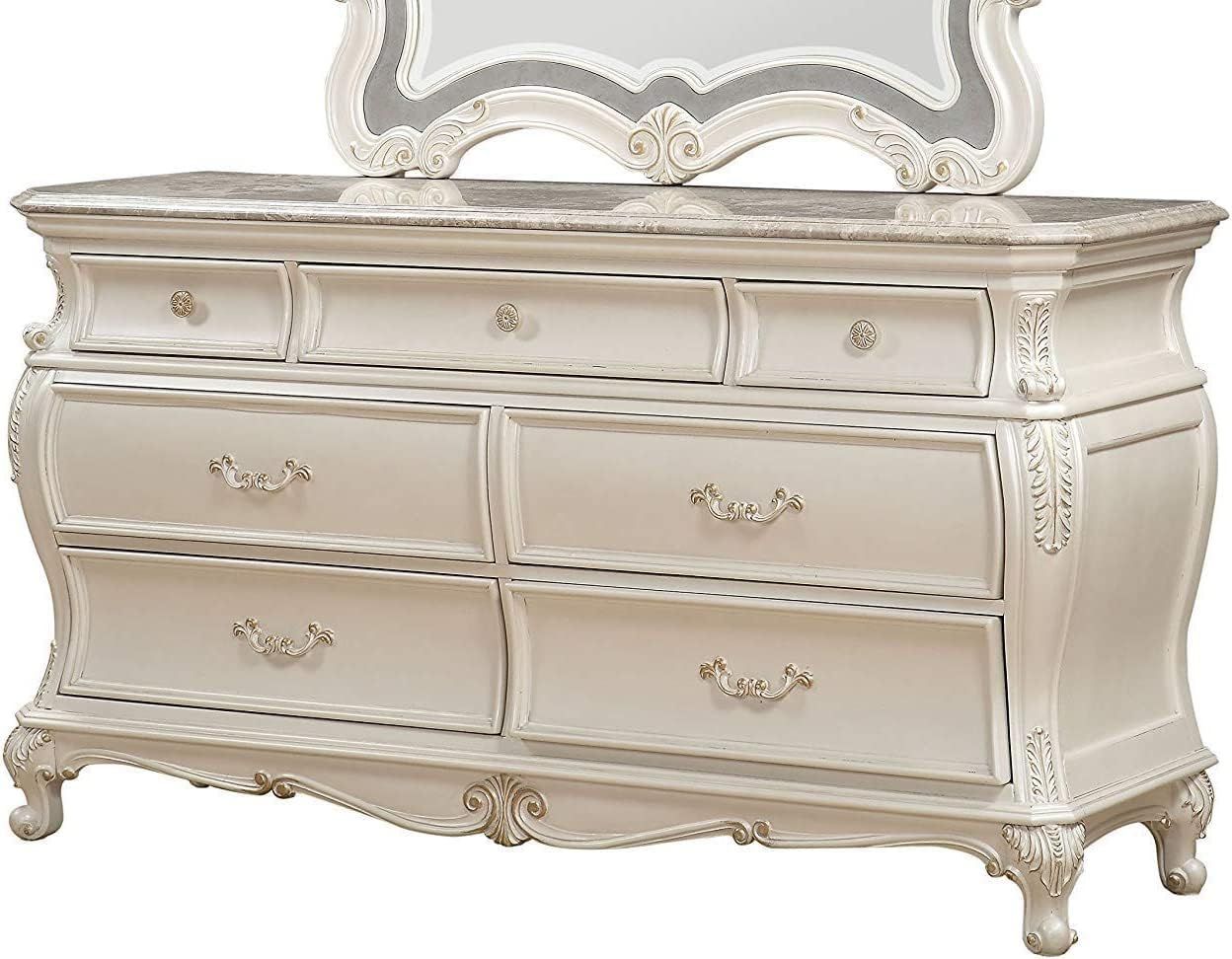 Amazon.com: Acme Chantelle Dresser In Pearl White : Home &amp; Kitchen inside A Deep Dive Into the History and Evolution of Chantelle Chest and Pearl White