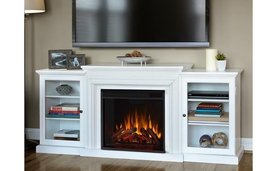Amazon.com: Bowery Hill Traditional Wood Electric Fireplace For Tvs Up ... within White's Contemporary Living Spaces Enhanced by Electric Fireplace Design