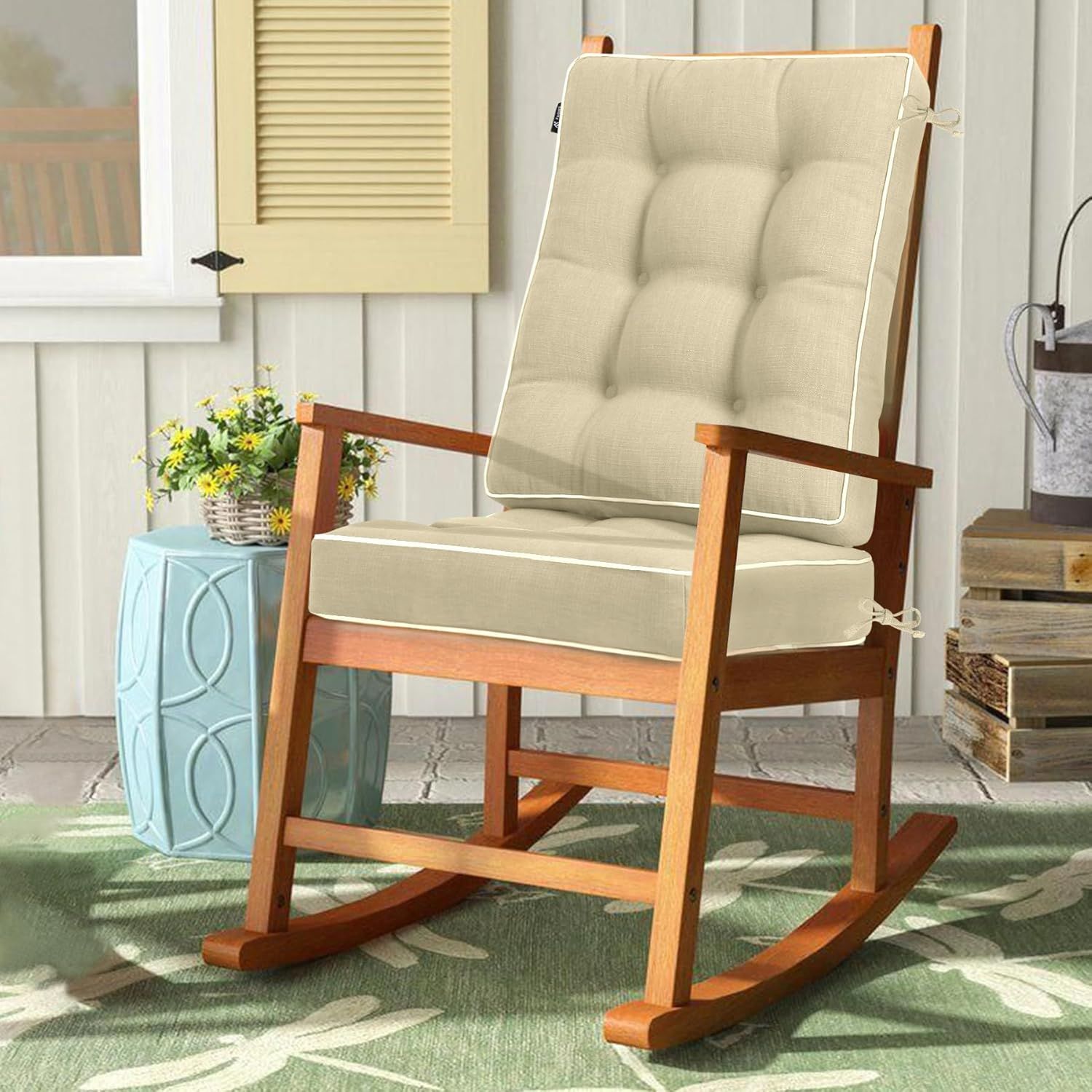 Amazon.com: Favoyard Rocking Chair Cushion Set, Indoor &amp; Outdoor Rocker ... for Rocking Chair With Cushion Bamboo