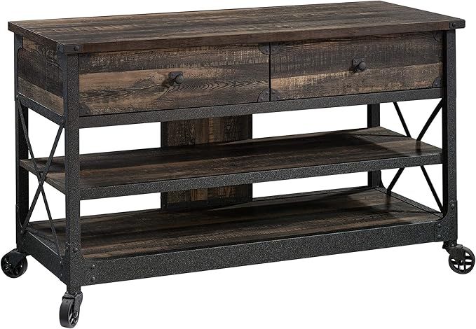Amazon.com: Sauder Steel River Tv Stand, For Tvs Up To 52&quot;, Carbon Oak ... within The practical benefits of choosing a 49 inch mobile TV cart for home entertainment