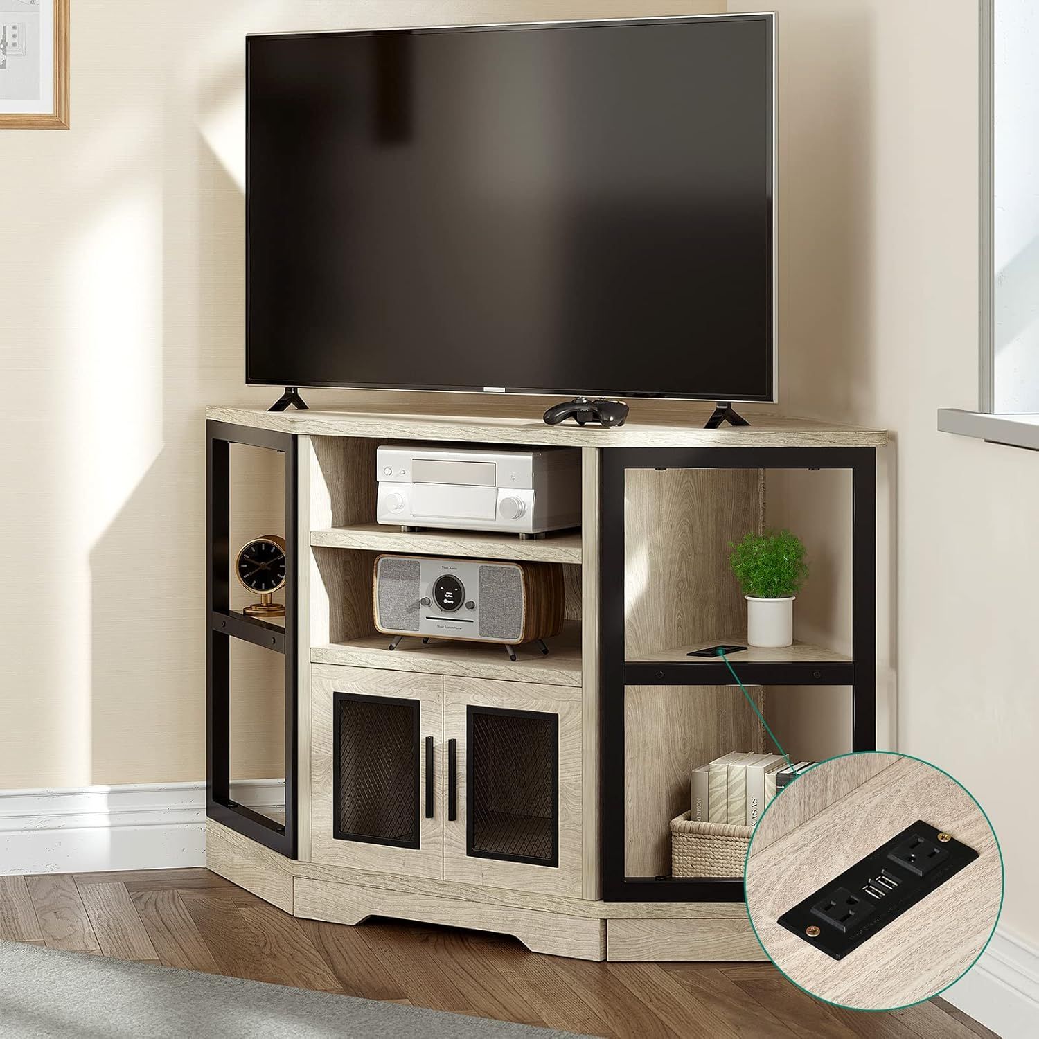 Amazon.com: Yitahome Corner Tv Stand For Tvs Up To 55 Inch With Power ... with regard to Choosing the Right Materials for Durable and Stylish Corner Entertainment Units