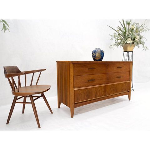 American Walnut Compact Mid-Century Modern Double Dresser 6 Drawers ... pertaining to The evolution of walnut double dressers from mid-century design movement