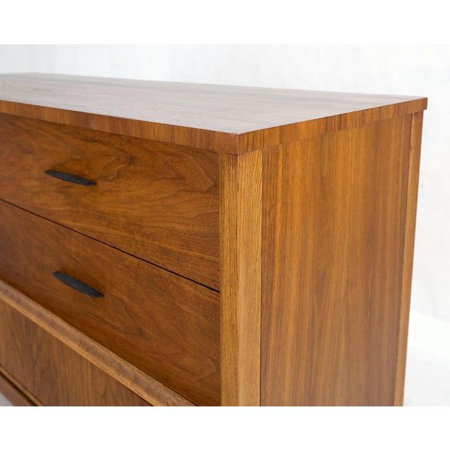 American Walnut Compact Mid-Century Modern Double Dresser 6 Drawers ... throughout The evolution of walnut double dressers from mid-century design movement