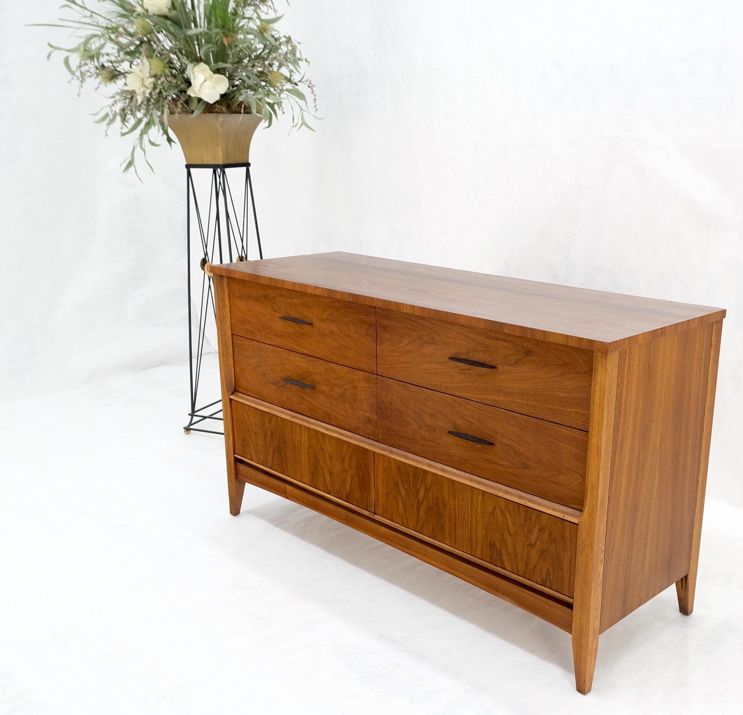 American Walnut Compact Mid-Century Modern Double Dresser 6 Drawers ... within The evolution of walnut double dressers from mid-century design movement