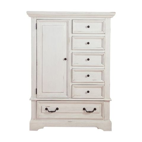 American Woodcrafters Stonebrook Antique White Wood Gentleman's Chest ... within Stonebrook Chest