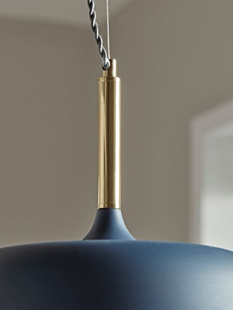 Blue & Brass Pendant Light | Pendant Light, Brass Pendant Light, Blue ... throughout Zeno 8.5 Wide Pendant With Metal Shade In Blue/Brass/Blue