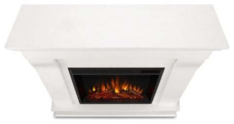 Bowery Hill Contemporary Solid Wood Electric Fireplace In White ... throughout White's Contemporary Living Spaces Enhanced by Electric Fireplace Design