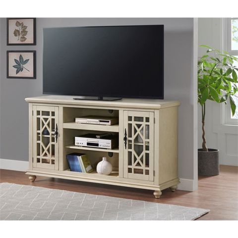 Bowery Hill Modern / Contemporary 2 Door Antique White 63" Tv Stand ... inside Preserving craftsmanship traditions through Bowery Hill's iconic console series