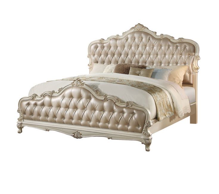 Chantelle Collection Bedroom Set Pearl White Finish | Casye Furniture within Chantelle Chest, Pearl White