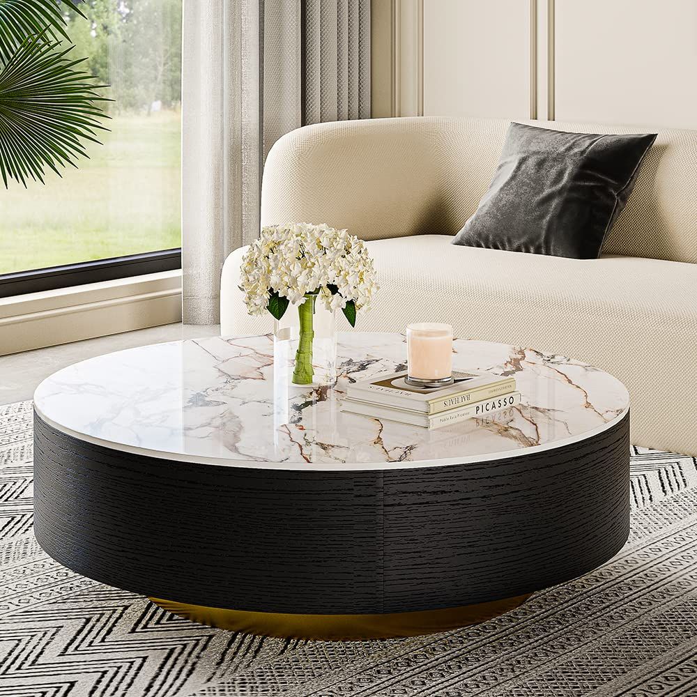 Coffee Table Round Double At Dorothy Green Blog throughout Understanding the aesthetic appeal of black and white geometric marble tables