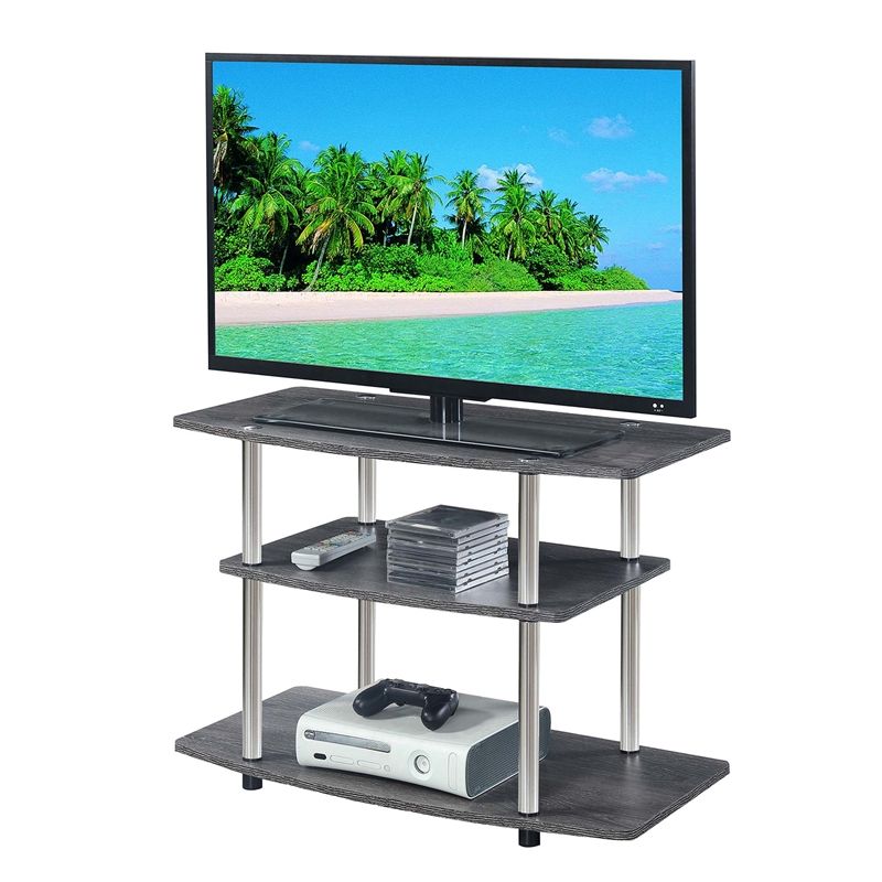 Convenience Concepts Designs2Go Three-Tier 32&quot; Tv Stand In Gray Wood ... for Convenience Concepts Designs2Go Three-Tier Wood 32&quot; Tv Stand In Nutmeg Wood