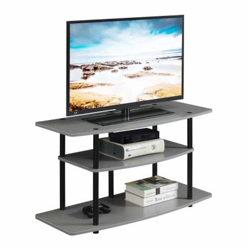 Convenience Concepts Designs2Go Three-Tier Wide Tv Stand In Gray Wood ... with regard to Design Principles Behind Effective Media Console Selection