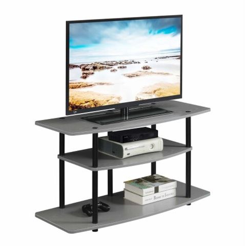 Convenience Concepts Designs2Go Three-Tier Wide Tv Stand In Gray Wood ... with regard to Design Principles Behind Effective Media Console Selection