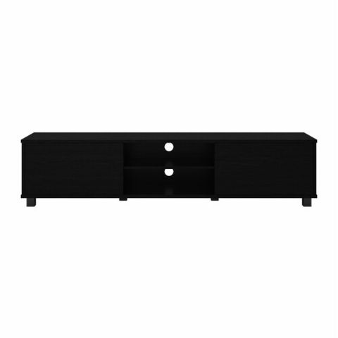 Corliving Hollywood Wood Grain Tv Stand With Doors For Tvs Up To 85 ... intended for Virlomi 71" Black Wood Grain Tv Stand With Closed Storage - Tvs Up To 85"